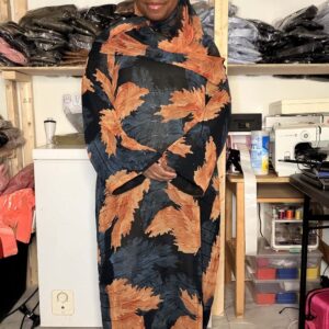 Khadiro Orange Abaya Set