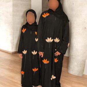 Nimo Elegant Black Abaya 2-Piece Set with Hijab